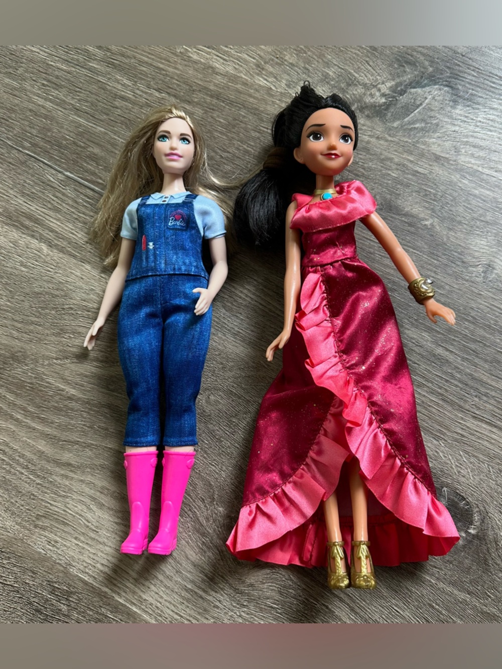 2 Barbie dolls - Elena of Avalon and Farmer Barbie